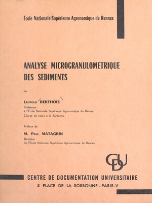 cover image of Analyse microgranulométrique des sédiments